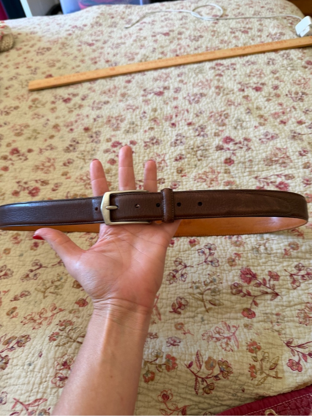 Martin Dingman Dark Brown Leather Belt with Silver Buckle